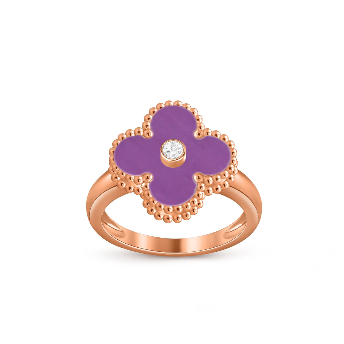 [AW]LUCKY CLOVER DIAMOND-ACCENT ROSE GOLD RING COLLECTION