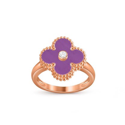 [AW]LUCKY CLOVER DIAMOND-ACCENT ROSE GOLD RING COLLECTION