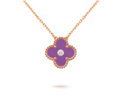 [AW]15MM CLOVER FLOWER DIAMOND PENDANT NECKLACE COLLECTION