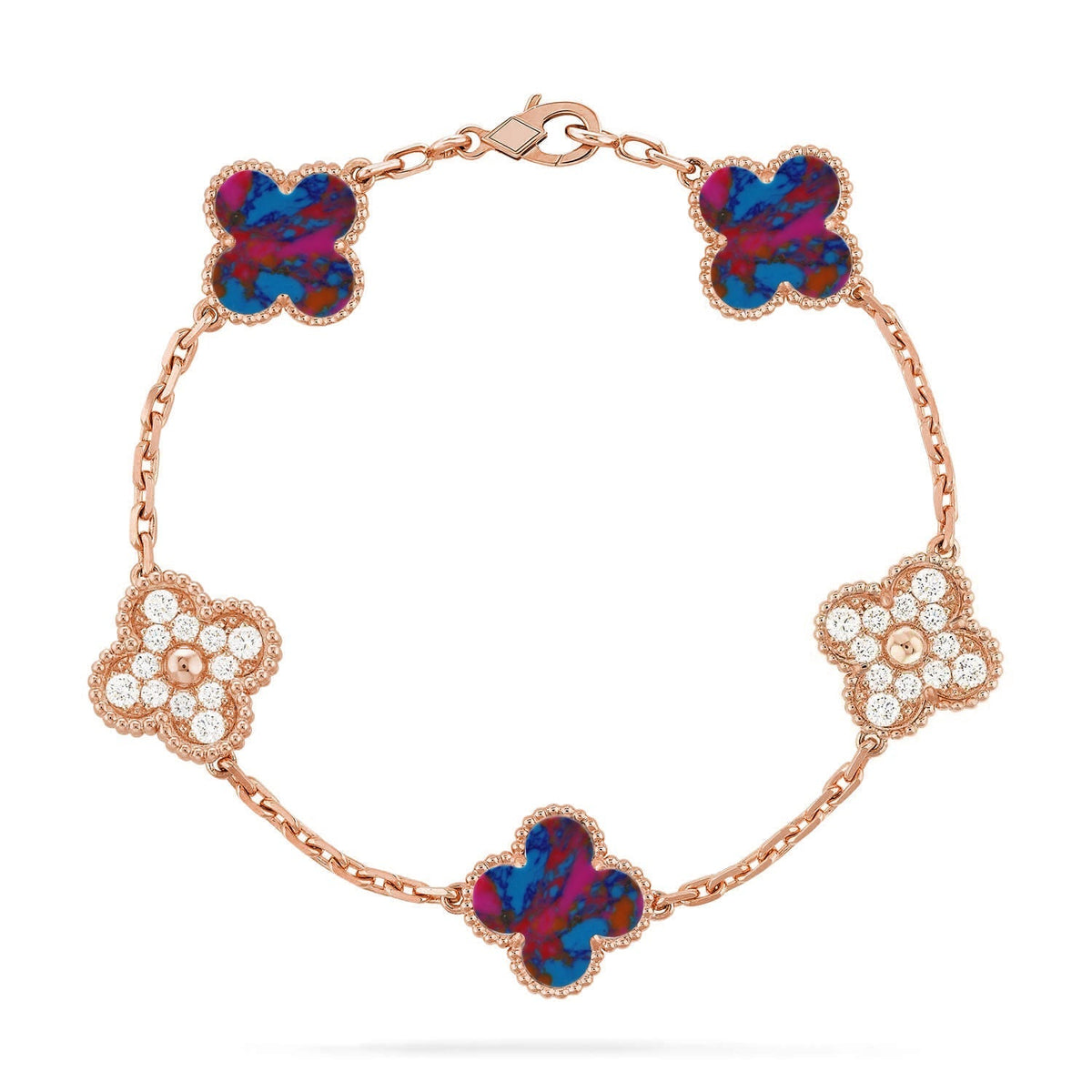 [AW]LUCKY CLOVER 5-MOTIF BRACELET - MULTI-GEM COLLECTION