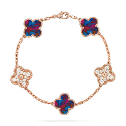 [AW]LUCKY CLOVER 5-MOTIF BRACELET - MULTI-GEM COLLECTION