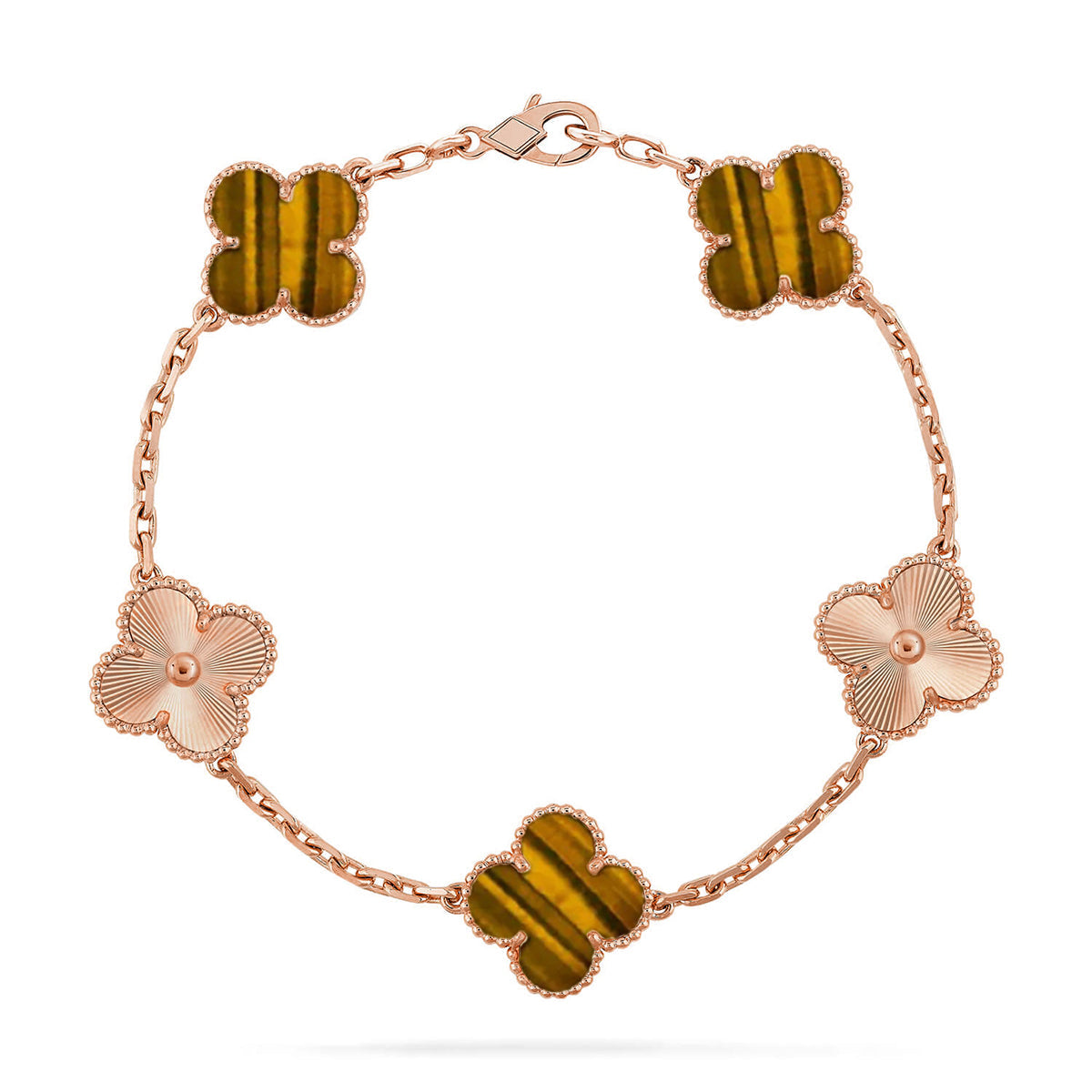 [AW]LUCKY CLOVER 5-MOTIF BRACELET -  TIGER’S EYE COLLECTION