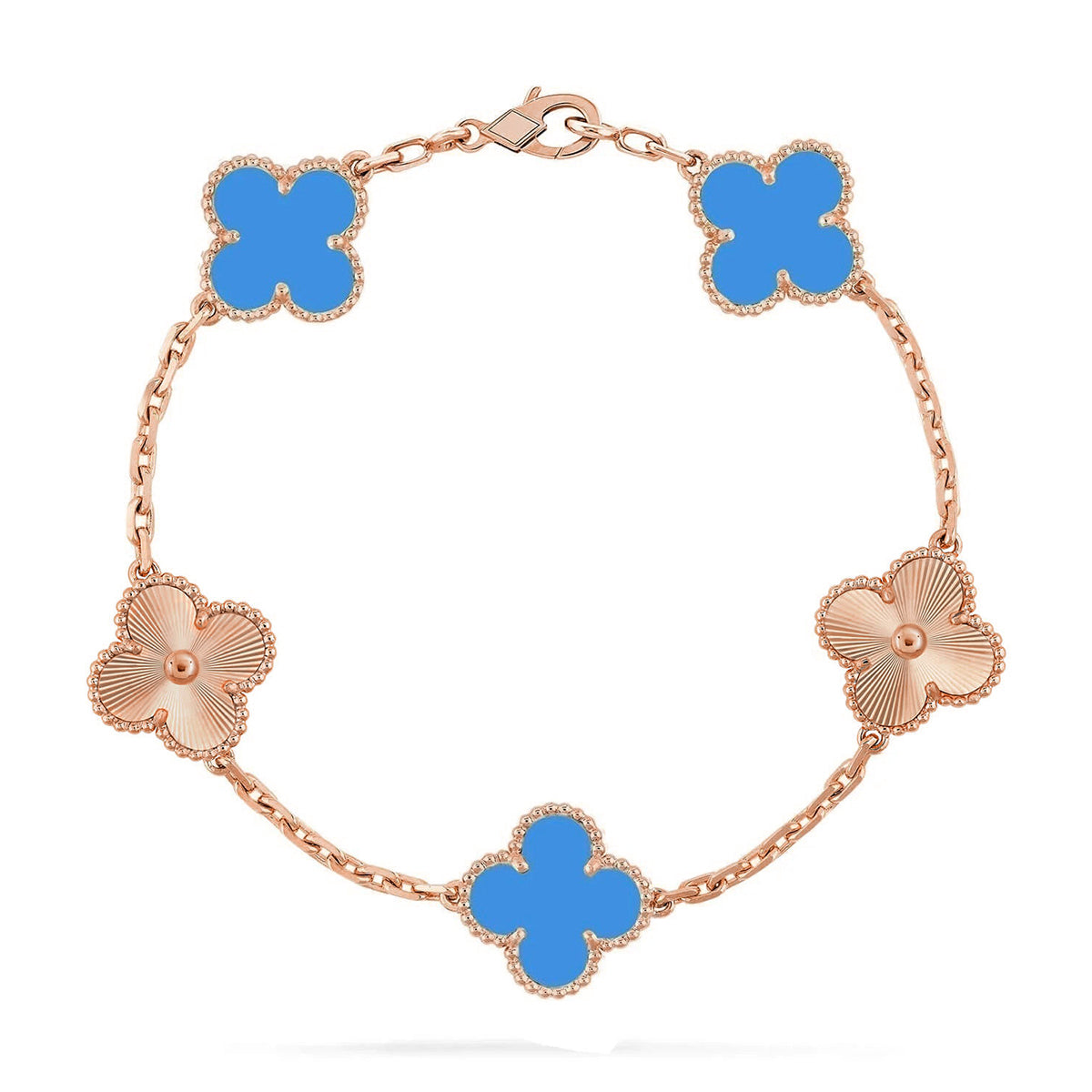 [AW]LUCKY CLOVER 5-MOTIF BRACELET - BLUE AGATE COLLECTION