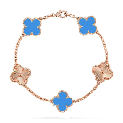 [AW]LUCKY CLOVER 5-MOTIF BRACELET - BLUE AGATE COLLECTION