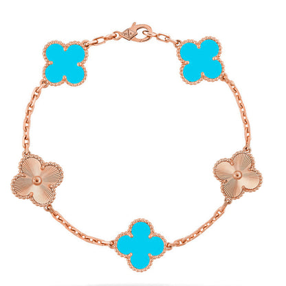 [AW]LUCKY CLOVER 5-MOTIF BRACELET - TURQUOISE COLLECTION