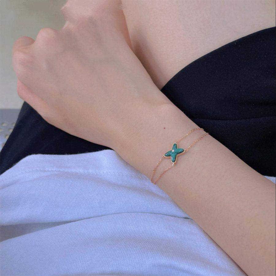 [AW]JEUX BRACELET MALACHITE ROSE GOLD 1 DIAMOND