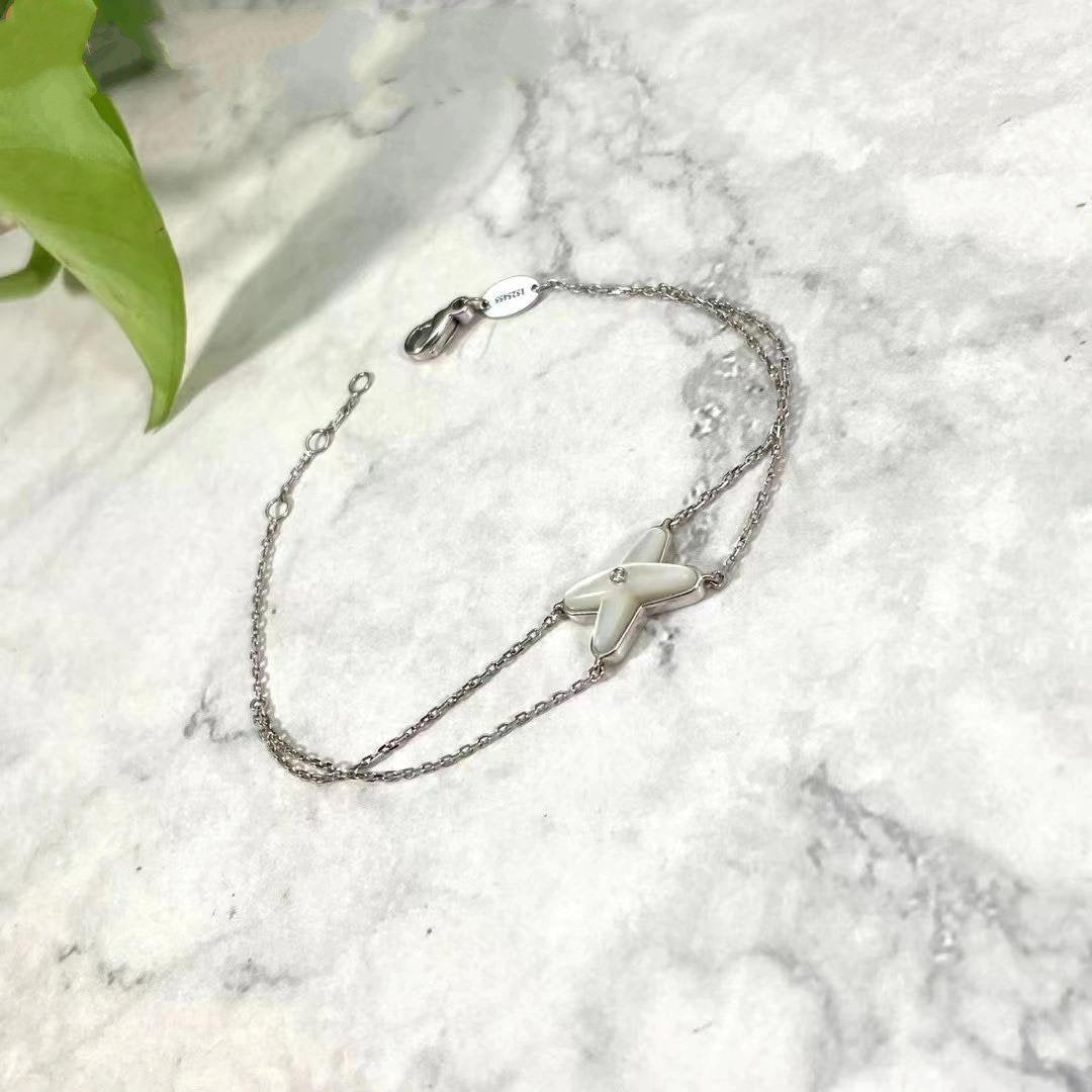 [AW]JEUX BRACELET WHITE MOP SILVER 1 DIAMOND