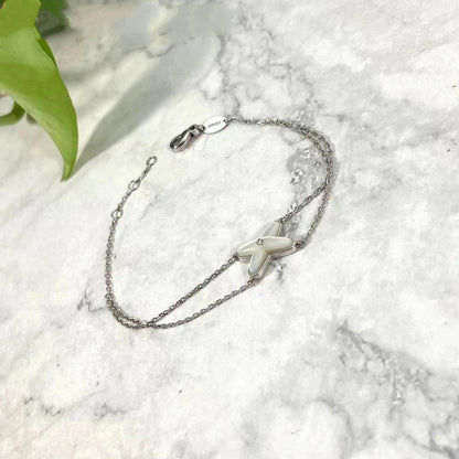 [AW]JEUX BRACELET WHITE MOP SILVER 1 DIAMOND