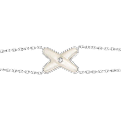 [AW]JEUX BRACELET WHITE MOP SILVER 1 DIAMOND
