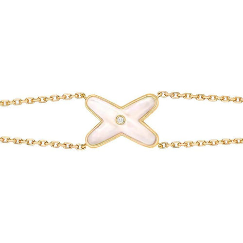 [AW]JEUX BRACELET WHITE MOP GOLD 1 DIAMOND