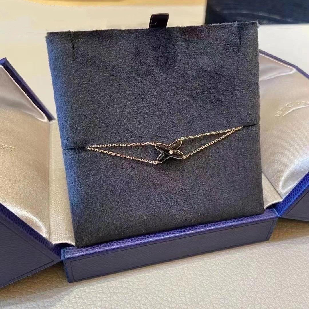 [AW]JEUX BRACELET ONYX ROSE GOLD 1 DIAMOND