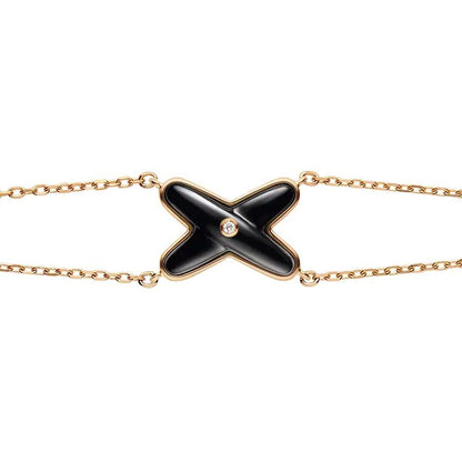 [AW]JEUX BRACELET ONYX ROSE GOLD 1 DIAMOND