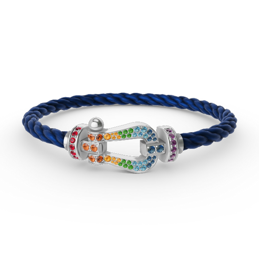 [AW]FORCE LARGE HORSESHOE COLORED DIAMOND BRACELET - WHITE GOLD