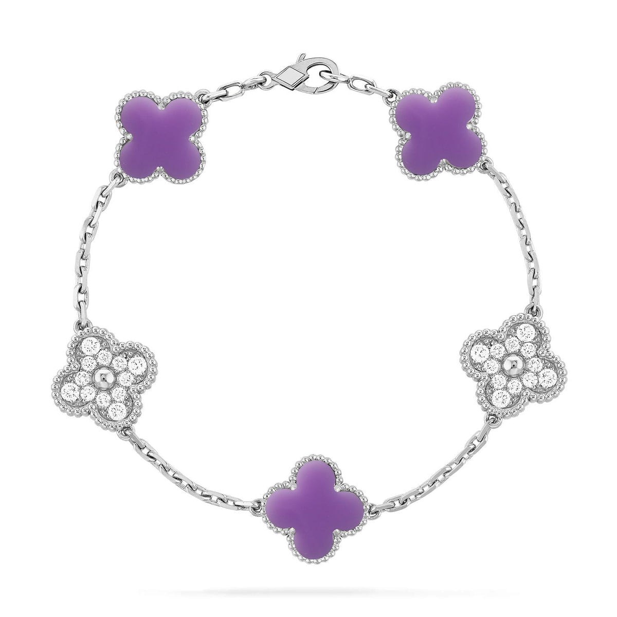 [AW]LUCKY CLOVER 5-MOTIF BRACELET - LAVENDER COLLECTION