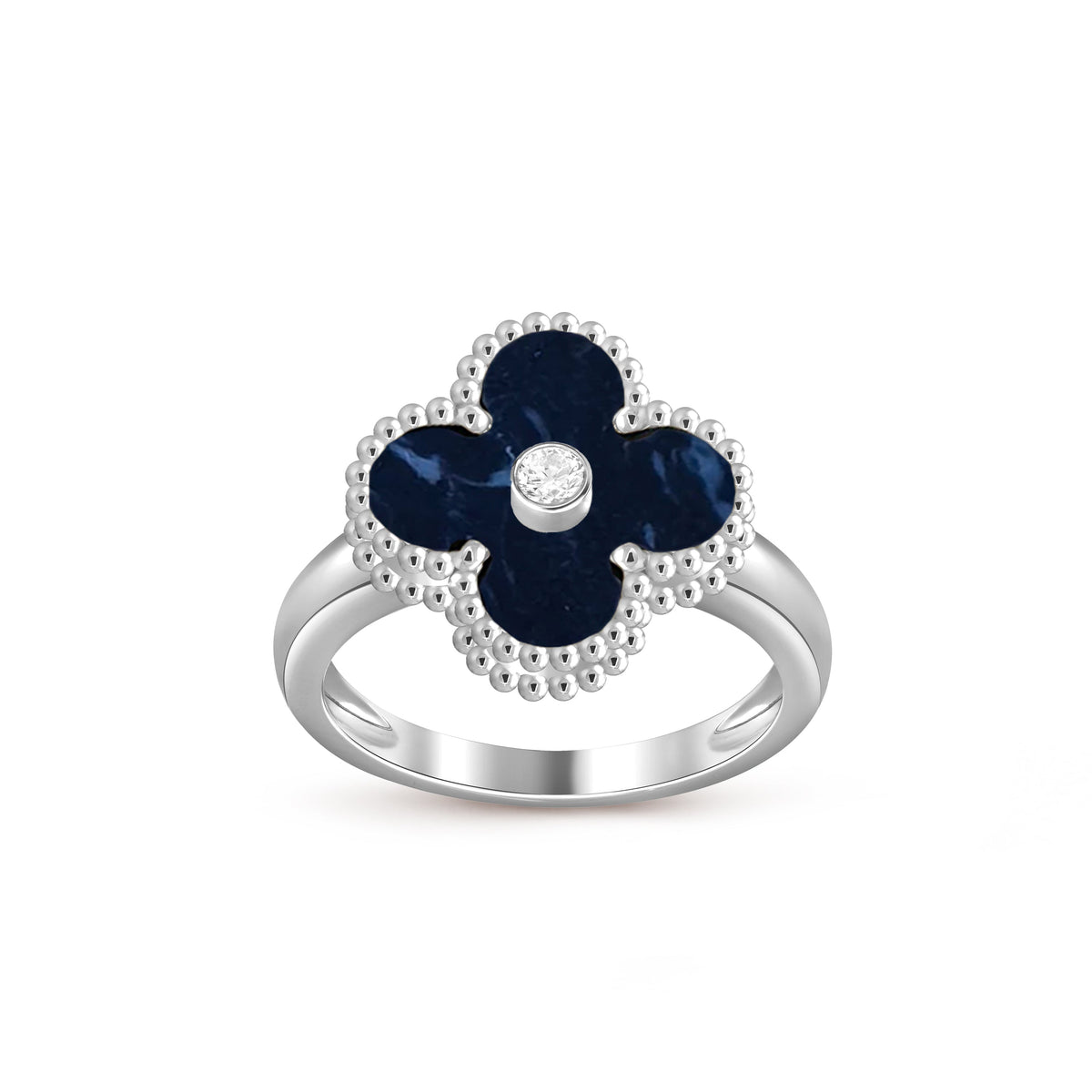 [AW]LUCKY CLOVER DIAMOND-ACCENT WHITE GOLD RING COLLECTION