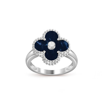 [AW]LUCKY CLOVER DIAMOND-ACCENT WHITE GOLD RING COLLECTION