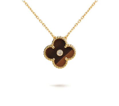 [AW]15MM CLOVER FLOWER DIAMOND PENDANT NECKLACE COLLECTION