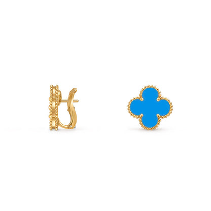[AW]15MM CLOVER FLOWER STUD EARRINGS GOLD COLLECTION