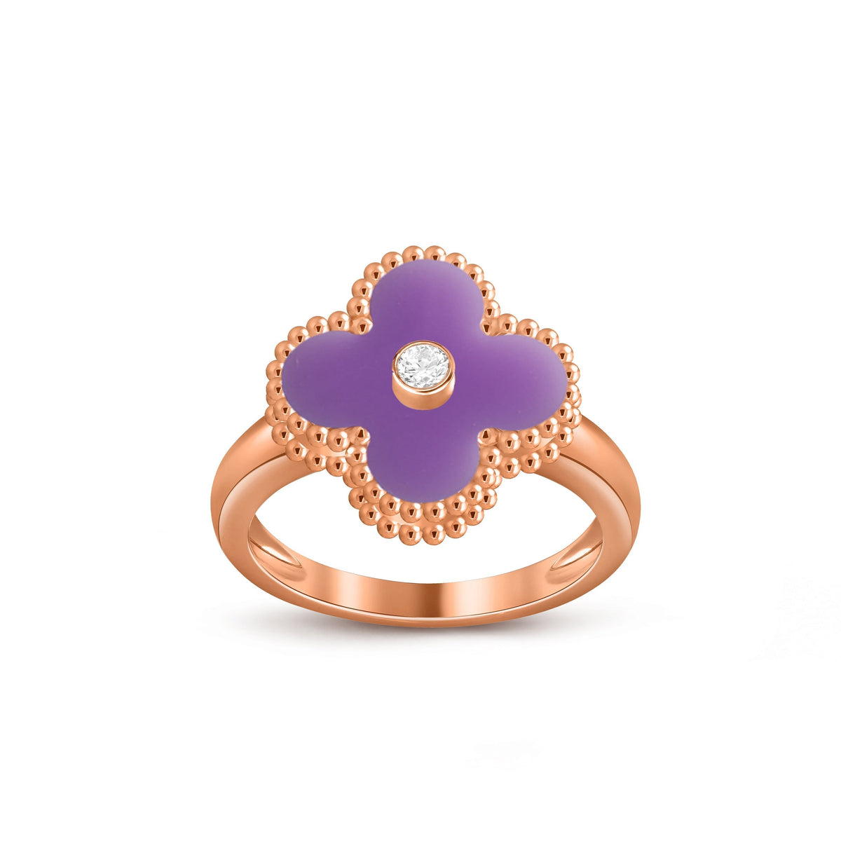 [AW]LUCKY CLOVER DIAMOND-ACCENT ROSE GOLD RING COLLECTION