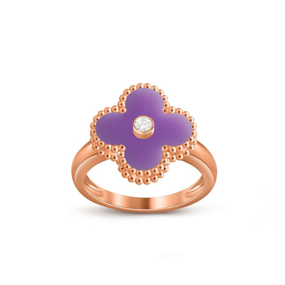 [AW]LUCKY CLOVER DIAMOND-ACCENT ROSE GOLD RING COLLECTION