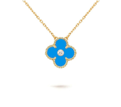 [AW]15MM CLOVER FLOWER DIAMOND PENDANT NECKLACE COLLECTION