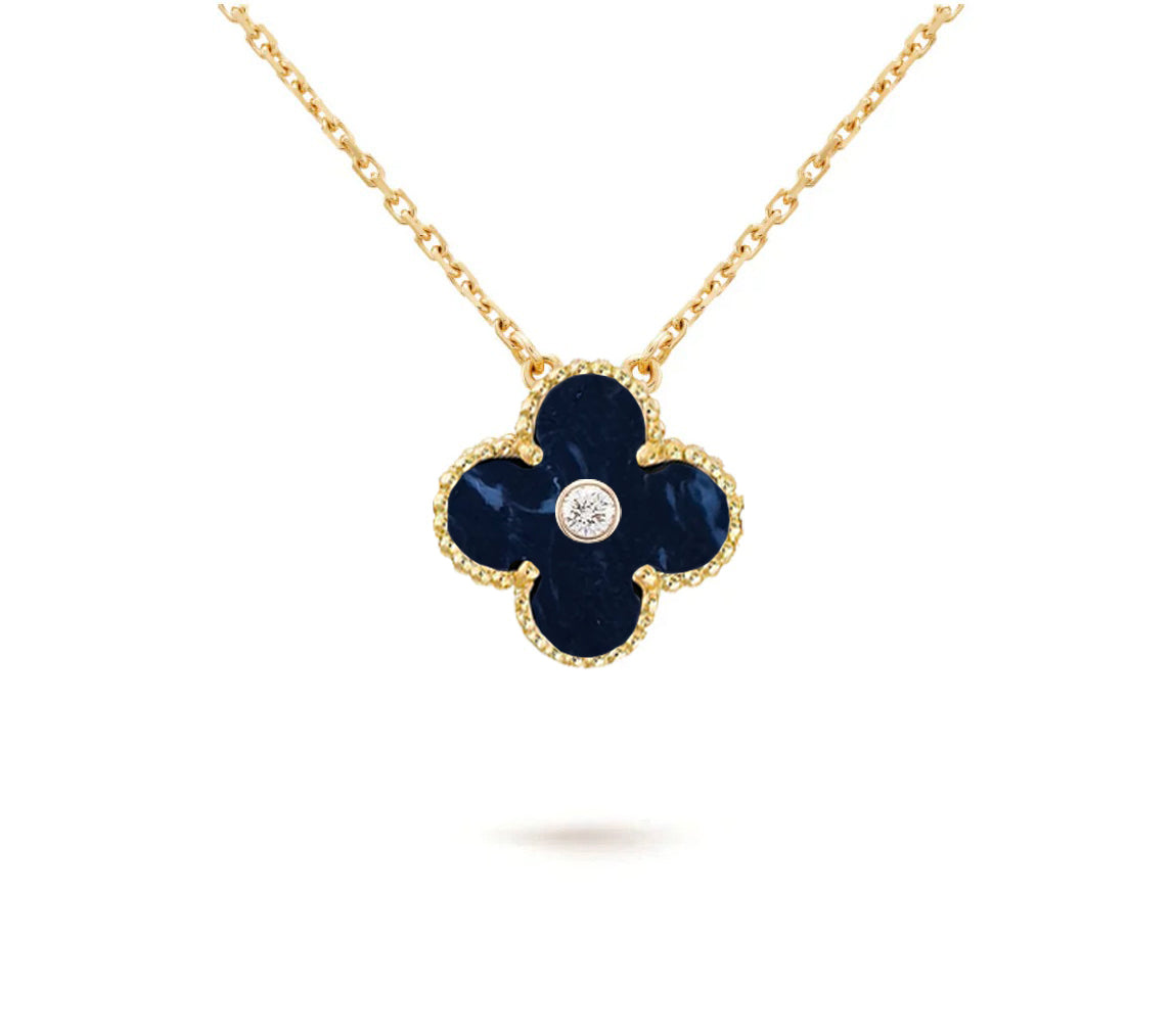 [AW]15MM CLOVER FLOWER DIAMOND PENDANT NECKLACE COLLECTION