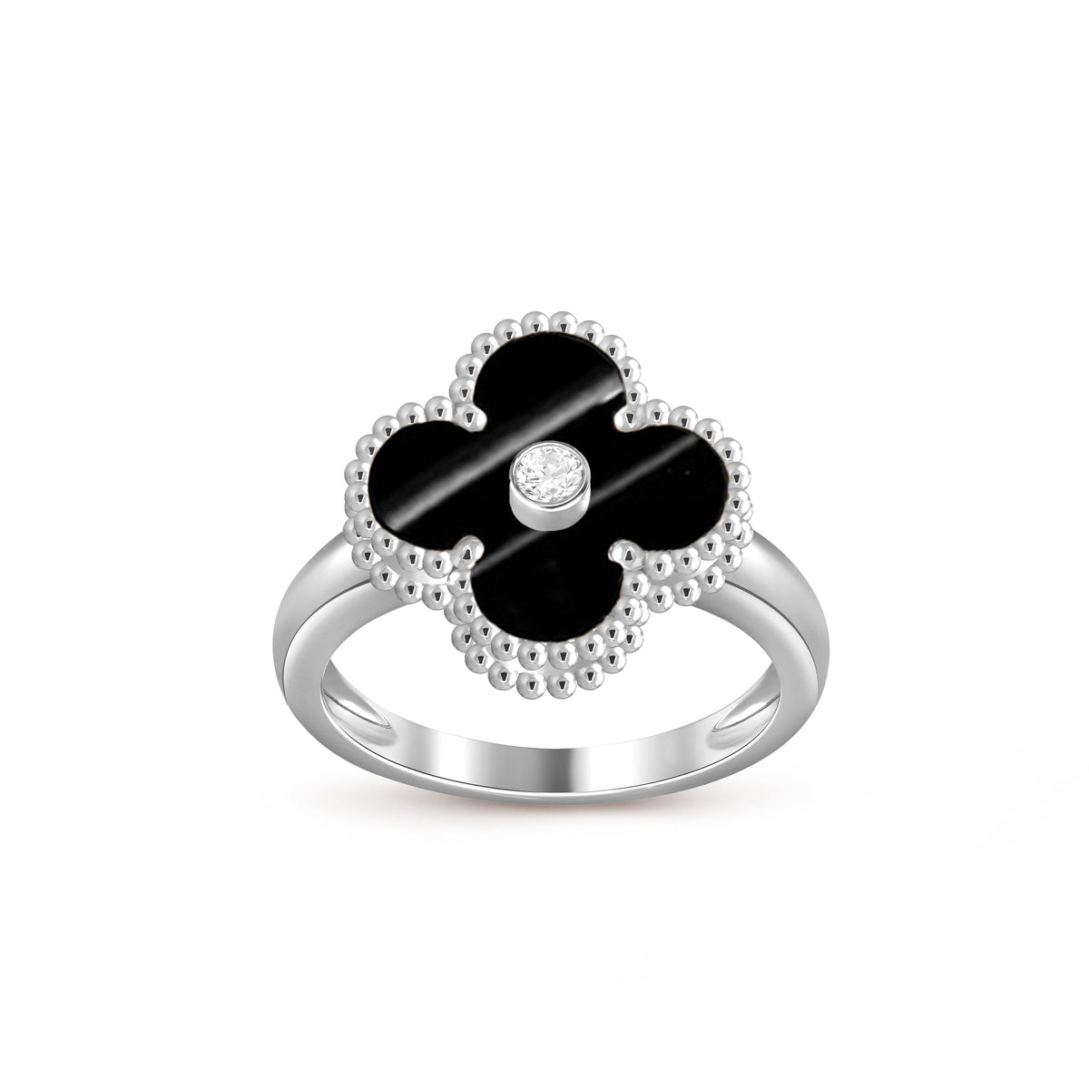 [AW]LUCKY CLOVER DIAMOND-ACCENT WHITE GOLD RING COLLECTION