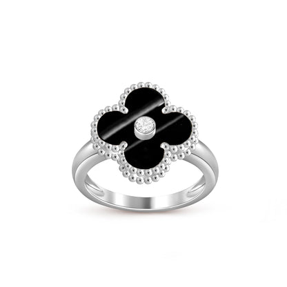 [AW]LUCKY CLOVER DIAMOND-ACCENT WHITE GOLD RING COLLECTION