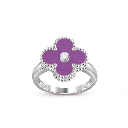 [AW]LUCKY CLOVER DIAMOND-ACCENT WHITE GOLD RING COLLECTION