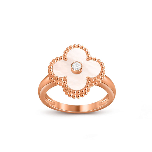 [AW]LUCKY CLOVER DIAMOND-ACCENT ROSE GOLD RING COLLECTION