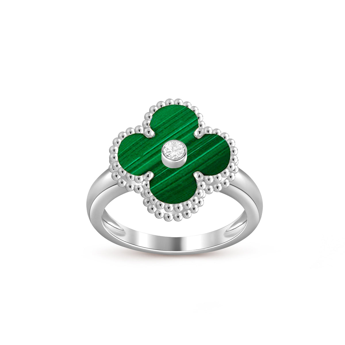 [AW]LUCKY CLOVER DIAMOND-ACCENT WHITE GOLD RING COLLECTION