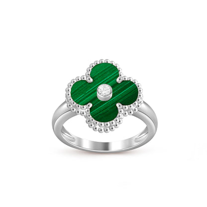 [AW]LUCKY CLOVER DIAMOND-ACCENT WHITE GOLD RING COLLECTION