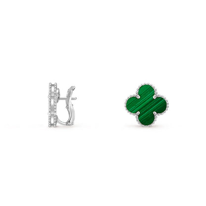 [AW]15MM CLOVER FLOWER STUD EARRINGS WHITE GOLD COLLECTION