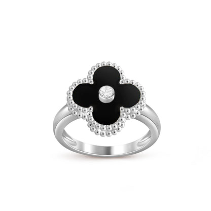 [AW]LUCKY CLOVER DIAMOND-ACCENT WHITE GOLD RING COLLECTION