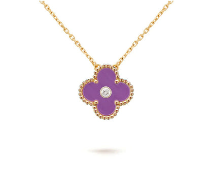 [AW]15MM CLOVER FLOWER DIAMOND PENDANT NECKLACE COLLECTION