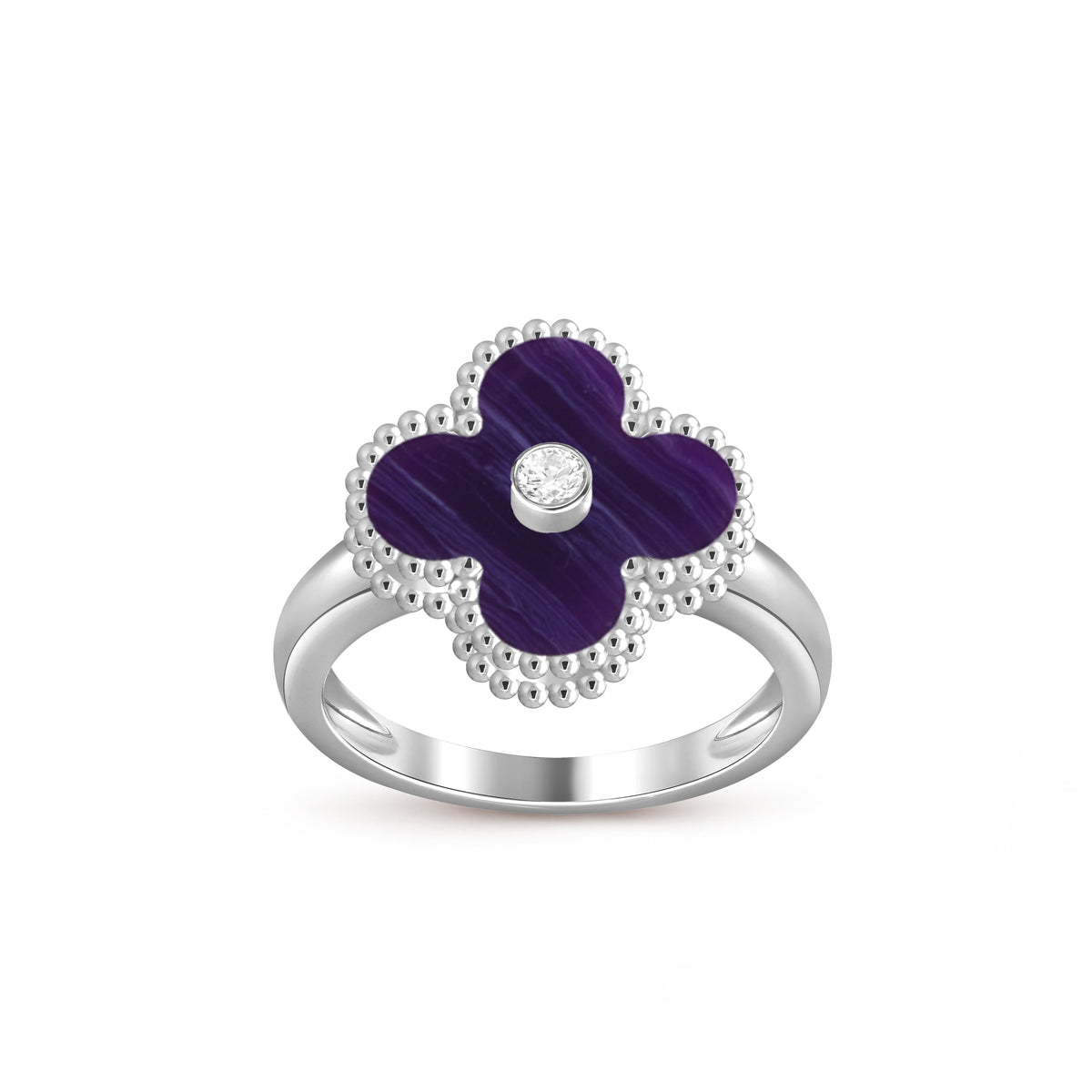 [AW]LUCKY CLOVER DIAMOND-ACCENT WHITE GOLD RING COLLECTION