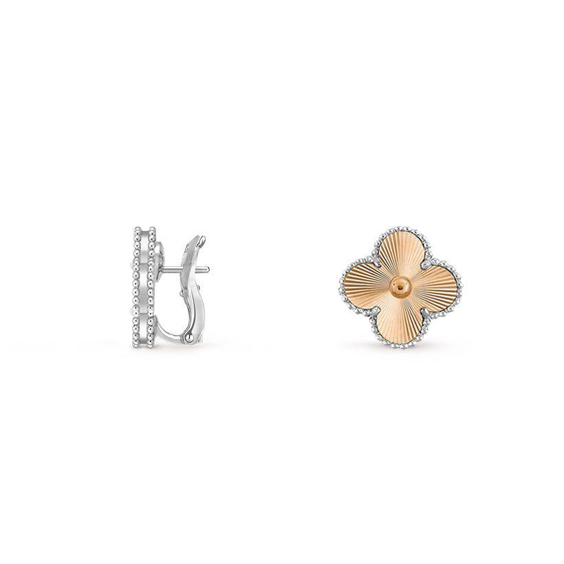 [AW]15MM CLOVER FLOWER STUD EARRINGS WHITE GOLD COLLECTION