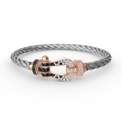 [AW]FORCE LARGE HORSESHOE BLACK & WHITE DIAMOND BRACELET - ROSE GOLD
