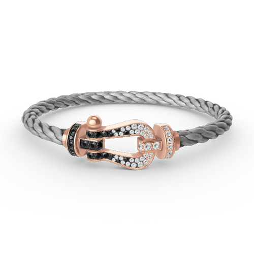 [AW]FORCE LARGE HORSESHOE BLACK & WHITE DIAMOND BRACELET - ROSE GOLD