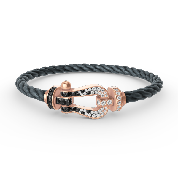 [AW]FORCE LARGE HORSESHOE BLACK & WHITE DIAMOND BRACELET - ROSE GOLD