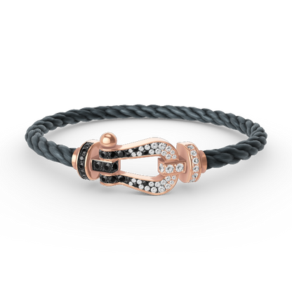 [AW]FORCE LARGE HORSESHOE BLACK & WHITE DIAMOND BRACELET - ROSE GOLD