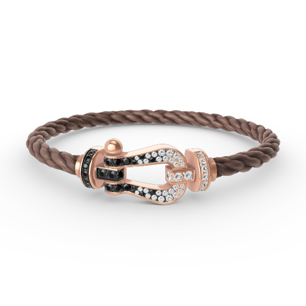 [AW]FORCE LARGE HORSESHOE BLACK & WHITE DIAMOND BRACELET - ROSE GOLD