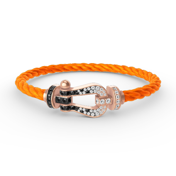 [AW]FORCE LARGE HORSESHOE BLACK & WHITE DIAMOND BRACELET - ROSE GOLD