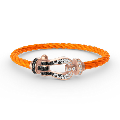 [AW]FORCE LARGE HORSESHOE BLACK & WHITE DIAMOND BRACELET - ROSE GOLD