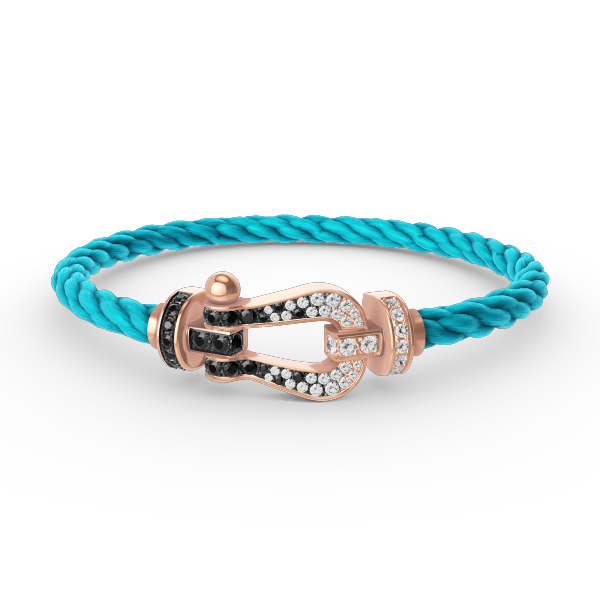 [AW]FORCE LARGE HORSESHOE BLACK & WHITE DIAMOND BRACELET - ROSE GOLD