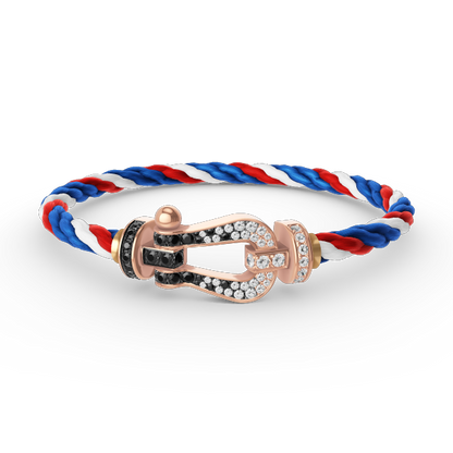 [AW]FORCE LARGE HORSESHOE BLACK & WHITE DIAMOND BRACELET - ROSE GOLD