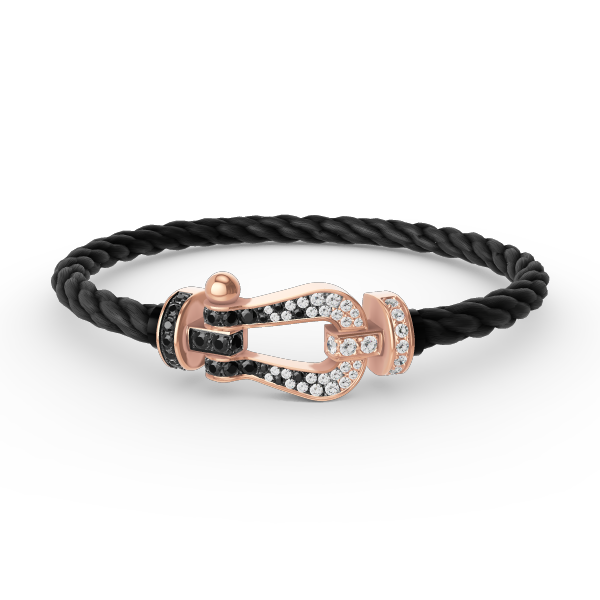 [AW]FORCE LARGE HORSESHOE BLACK & WHITE DIAMOND BRACELET - ROSE GOLD