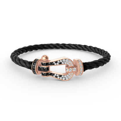 [AW]FORCE LARGE HORSESHOE BLACK & WHITE DIAMOND BRACELET - ROSE GOLD