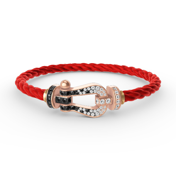 [AW]FORCE LARGE HORSESHOE BLACK & WHITE DIAMOND BRACELET - ROSE GOLD