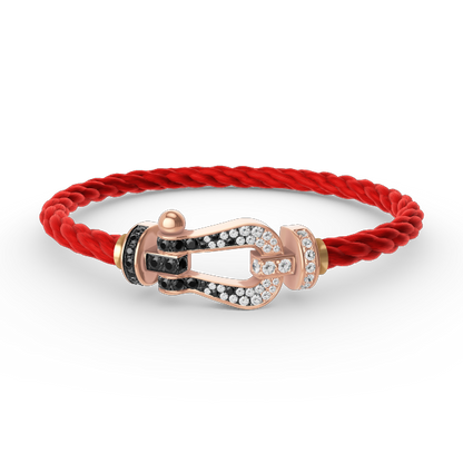 [AW]FORCE LARGE HORSESHOE BLACK & WHITE DIAMOND BRACELET - ROSE GOLD